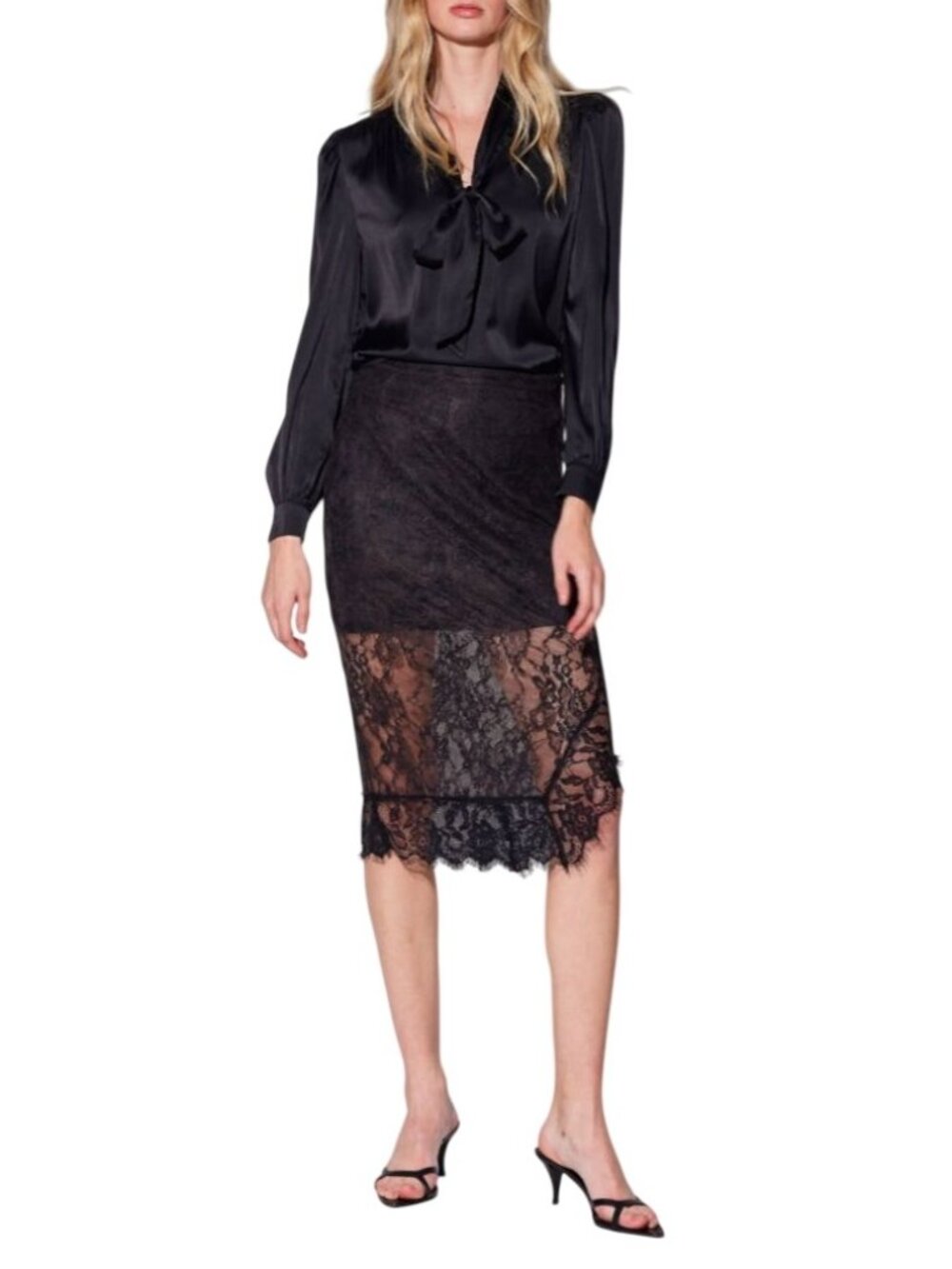Walter Baker Phoenix Midi Skirt, Mirage Lace Black - Size 0